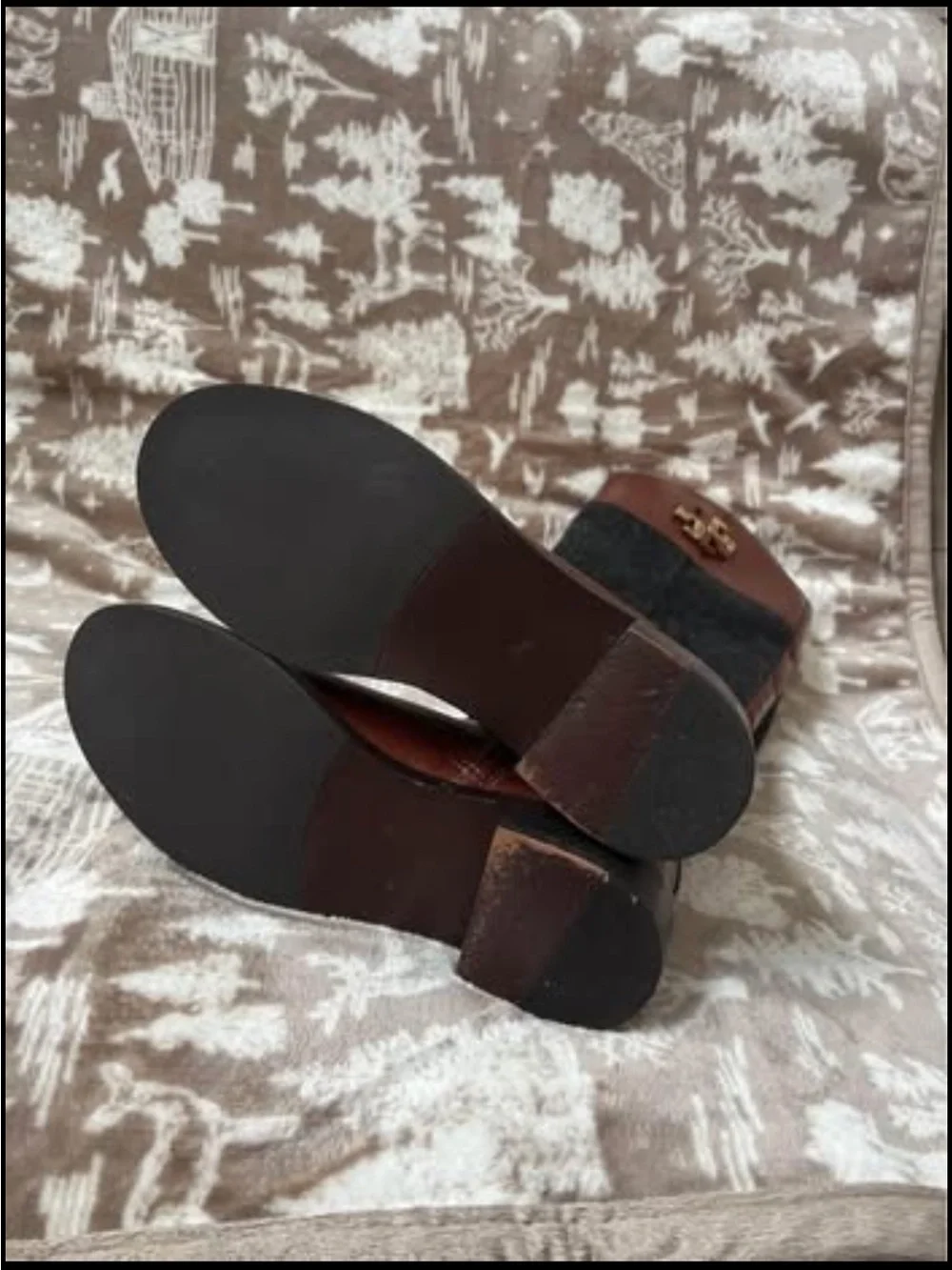Tory Burch Brown Leather and Gray Wool  Boots